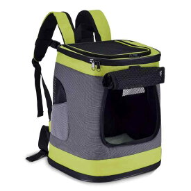 Pettom 猫 キャリーバッグ リュック 犬 ペットキャリー 可愛い 通気 崩れないタイプ (グリーン)