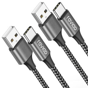 RAVIAD USB Type C �P�[�u���y1m/2�{�Z�b�g�z�^�C�v C �P�[�u�� 3A �}���[�d �����f�[�^�]�� ���ϋv�i�C�����҂� USB-A to USB-C �P�[ �u�� Galaxy S24 S23 S21 S10 S9 S8�ANote 10