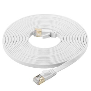 Cat7 LAN�P�[�u�� 5m �z���C�g, FOSTO �C�[�T�l�b�g�P�[�u�� �E���g���t���b�g�P�[�u�� ���� STP �ܐ܂�h�~ RJ45�R�l�N�^ �M�K�r�b�g10Gbps/600MHz �����b�L�R�l�N�^ 5M ��