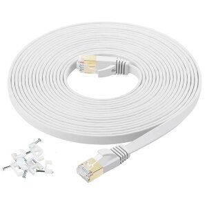 Cat7 LAN�P�[�u�� 7m �z���C�g, FOSTO �C�[�T�l�b�g�P�[�u�� �E���g���t���b�g�P�[�u�� ���� STP �ܐ܂�h�~ RJ45�R�l�N�^ �M�K�r�b�g10Gbps/600MHz �����b�L�R�l�N�^ 7M ��