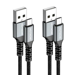 HOTNOW Micro USB�P�[�u�� 2m 2�{�A 100cm Android�[�d��P�[�u���f�[�^���������Galaxy S6 S7�AHTC�ALG�ASony�APS4�AMP3�A�^�u���b�g�Ȃǂ̃}�C�N���f�o�C�X�p�̍����[�d�i�C�����ґg�R�[�h