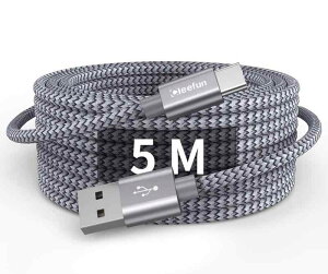 USB Type C �P�[�u�� [5m/1�{] �^�C�vC �P�[�u�� ���� USB A to USB C �P�[�u�� 5m QC3.0�Ή� �[�d�R�[�h �^�C�vc ���ϋv�i�C���� Xperia�AGalaxy Note�APixel�ASwitch�ALG�AGoPro