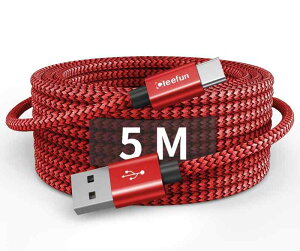 USB Type C �P�[�u�� [5m/1�{] CLEEFUN �^�C�vC �P�[�u�� ���� QC3.0�Ή� �[�d�R�[�h �^�C�vc ���ϋv�i�C����Xperia�AGalaxy Note�ASwitch�A Pixel�ALG�AGoPro Hero 5/6�Ȃ�Type