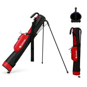 COSTWAY スタンドクラブケース ゴルフ サブバッグ メンズ レディース 5-6本用 軽量0.9kg 2分割 47インチ対応 ポケット付き 大容量 クラブケース 調節可能なショルダーストラップ セルフスタンド