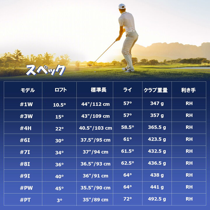 楽天市場】COSTWAY メンズゴルフ クラブのみセット 右利き用 クラブ9本 