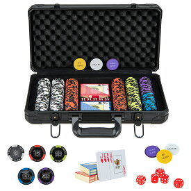 送料無料 数字入り チップ300枚 ポーカーセット ポーカーチップ カジノチップ テーブルゲーム カジノセット ブラックケース プラスチックトランプ