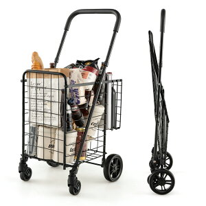 COSTWAY ショッピングカート 折り畳み式 ショッピングキャリー 買い物キャリー 買い物カート キャリーカート 折りたたみ式 4輪 S/M/L 耐荷重20/35/40kg ブラック/シルバー 大容量 収納便利 運ぶ便