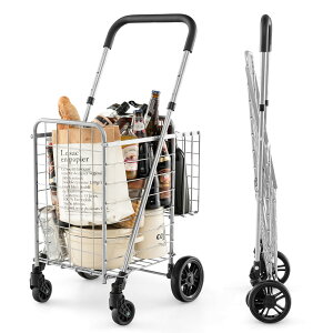 COSTWAY VbsOJ[g ܂ݎ VbsOL[ L[ J[g L[J[g ܂肽ݎ 4 S/M/L ω׏d20/35/40kg ubN/Vo[ e [֗ ^ԕ