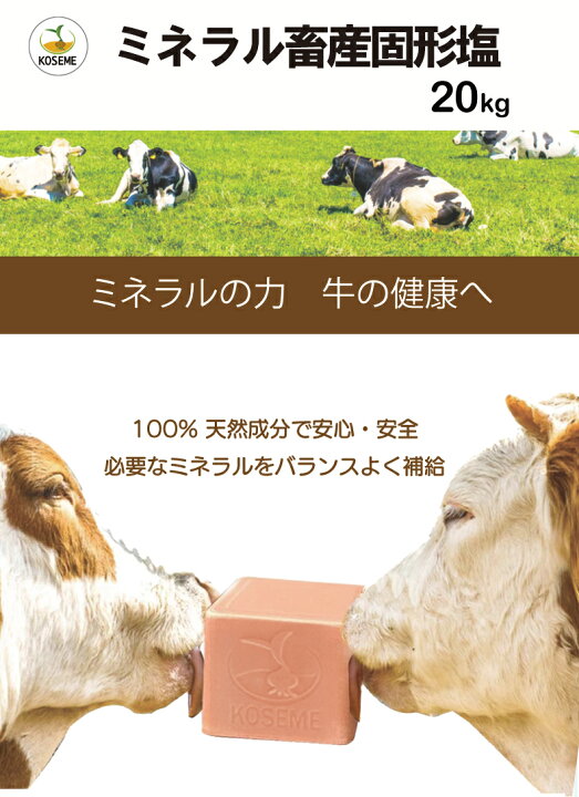 楽天市場】【送料無料】KOSEME ミネラル畜産用 固形塩 20kg｜10 成分 