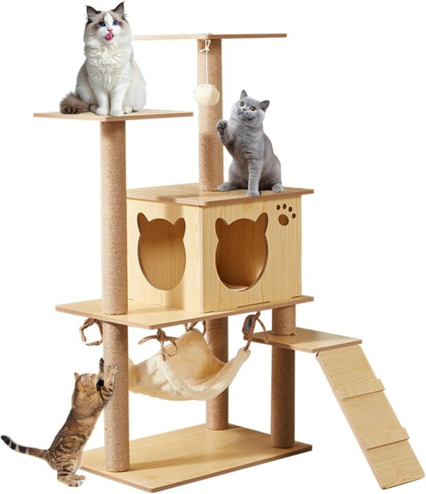 楽天市場】キャットタワー 猫タワー 木製 短足猫 据え置き 猫タワー 