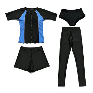 2025年新作! レギンス付き!水着 レディース フィットネス水着 セパレート 半袖 ジム プール 競泳水着 体型カバー レギンス ハーフパンツ 4点セット フロントジッパー 大きいサイズ ママ水