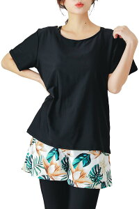 【公式】 【ジムでもヨガでも】水着 レディース 体型カバー ヨガ水着 タンキニ オーバーTシャツ ショートパンツ レギンス 4点セット 大きいサイズ 体型カバー水着 ママ水着 30代 40代 50代 オ