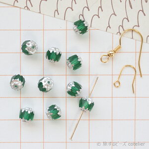 チェコビーズ 【6mm 10個】グリーンマット FPダブルフェイス カテドラル ガラス ビーズ 手芸 専門店 R101