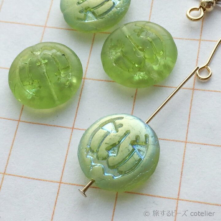 楽天市場】チェコビーズ 【14mm 4個】 ペリドットAB ジャックオー 