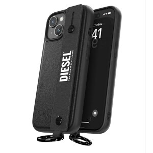 DIESEL[fB[[] iPhone 15 case Leather Handstrap Black