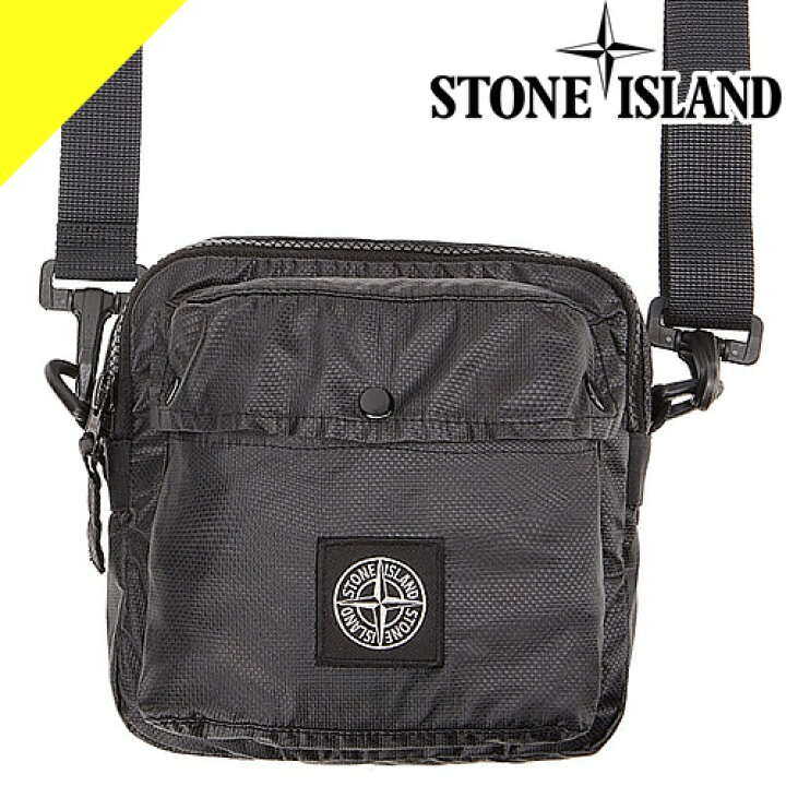 STONE ISLAND ブラックショルダーバッグ（STONE ISLAND / ストーン 
