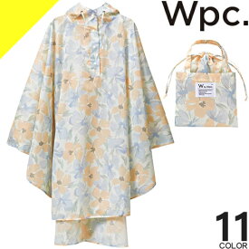 Wpc. レインコート ポンチョ レディース カッパ 雨具 撥水 防水 おしゃれ 自転車 通学 通勤 ロング丈 ブランド 紺 ネイビー 花柄 PONCHO R003 [ネコポス発送]