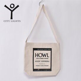 【City Lights Bookstore】シティ ライツ ブックストア"HOWL" Canvas Shoulder Bag キャンバスショルダーバックWHITE×BLACK ホワイト×ブラックz3x
