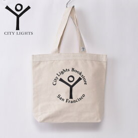 【City Lights Bookstore】シティ ライツ ブックストア"LOGO" Canvas Tote Bag キャンバストートバックWHITE×BLACK ホワイト×ブラックz3x