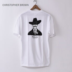 【CHRISTOPHER BROWN】クリストファーブラウン「mustache」SHORT SLEEVE T-SHIRT半袖TシャツWHITE ホワイト [ネコポス対応]