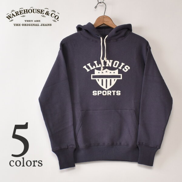 ★20％OFF SALE！ WARE HOUSE / Lot 450 ILLINOIS FOOD SWEAT SHIRTS ウエアハウス / イリノイ 2本針 フード パーカー 全5色