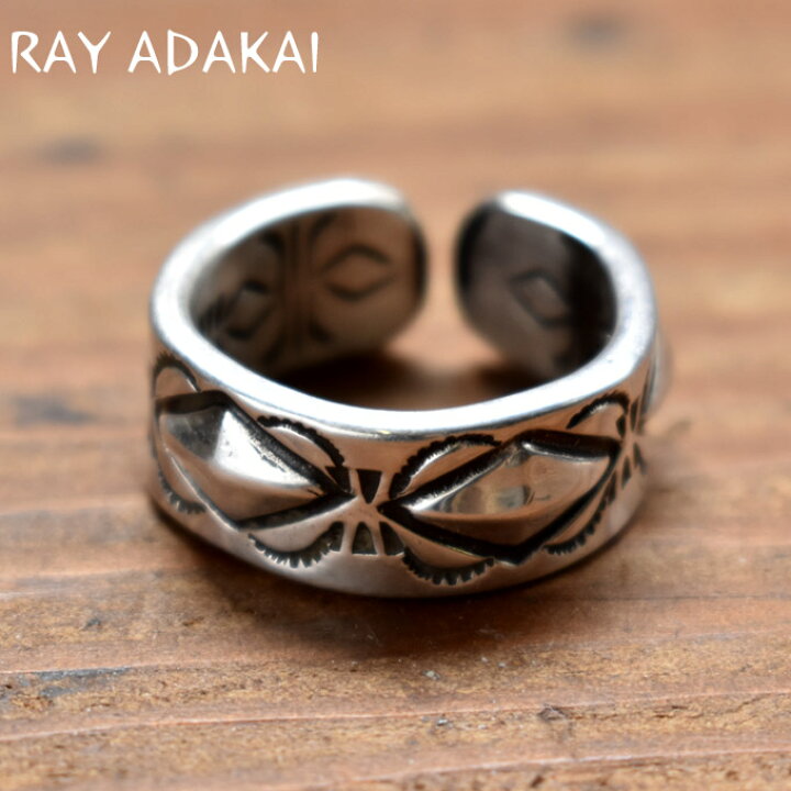 楽天市場】ナバホ族【RAY ADAKAI】レイアダカイDouble Stamp Ring OPEN 
