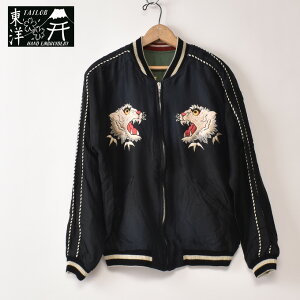 ���m�G���^�[�v���C�Y / �e�C���[���m / �X�[�x�j�A�W���P�b�g / Lot No. TT15878-119 / �u���b�NTAILOR TOYO / Mid 1950s Style Acetate Souvenir Jacket �gTIGER HEAD�h × �gCHEVY LOVER�h (AGING MODEL) / 119) BLACK