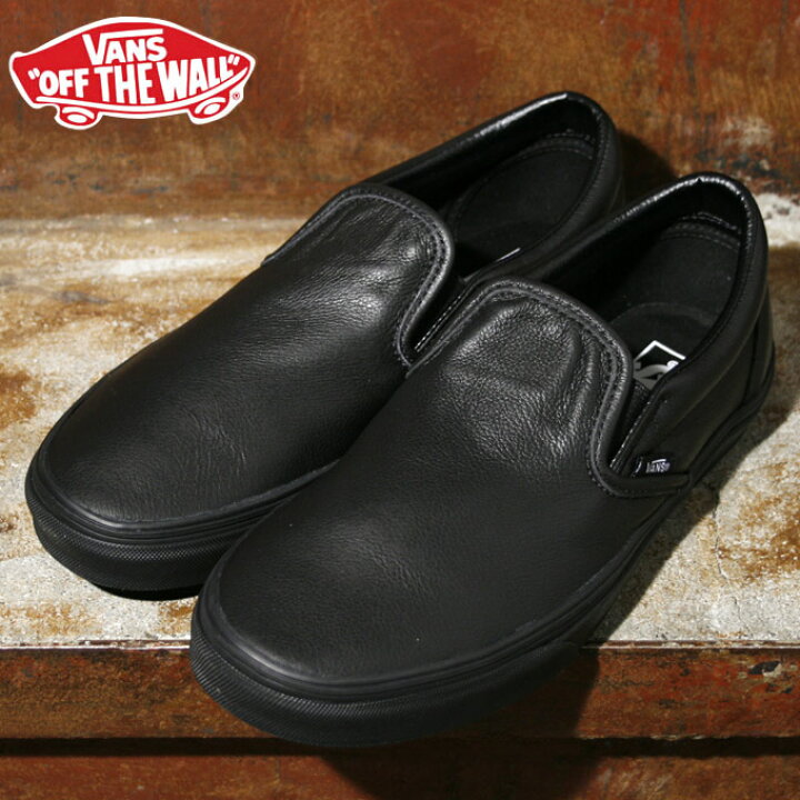 楽天市場 Vans バンズ スニーカーclassic Slip On クラシック スリッポンpremium Leather プレミアムレザーblack Mono ブラック Cott