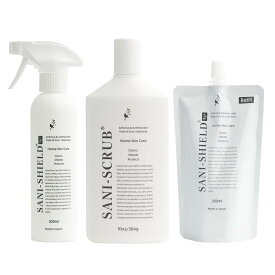 除菌・お掃除3点セット サニーシールド Ag+ 300ml（トリガー付1本）＋詰替300ml＋ サニースクラブ お得セット 中性 抗菌 コーティング 除菌 消臭 赤ちゃん ベビー 子供 古堅純子 SANI-SHIELD キッチン シンク