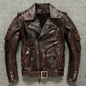 【クーポンで10%OFF】 バイクジャケット 革ジャン 皮ジャン 牛革 本革 真革 牛レザー アウター ライダース ライダースジャケット バイク レザージャケット レトロ風 防風 防寒 レザー お洒落