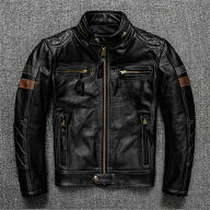 「クーポンで10％オフ」 バイクジャケット 革ジャン 皮ジャン 牛革 本革 真革 牛レザー レトロ風 アウタ…
