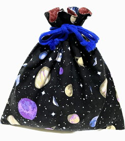 【送料無料】★手作り リバーシブル 巾着 ( 宇宙柄 ＆ 赤とんぼ柄 ）★ #プレゼント #御朱印帳 #花火 #着物 #和装 #信玄袋 #合切袋 #祭用品 #化粧ポーチ #小物入れ #マルチ袋 #お着替袋 # シューズ入れ #バックの中の整理用 #旅行 #メンズ #レディース