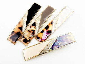 追跡可能メール便♪ヘアクリップ【メタルプレートのアクセントクリップ】ヘアアクセサリー ピン コンコルド プチプラ ゴールド マーブル バイカラー 前髪 サイド くるりんぱ