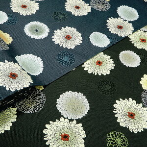 和柄 生地 織地菊花文様 サザンクロス 抜染 花柄【10cm単位】切り売り ネイビー ブラック レトロ コットンこばやし 綿 布 布地 110cm幅 商用利用可 メール便は2mまで