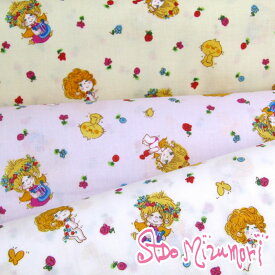 シーチング 水森亜土　天使とお花(単位50cm)亜土ちゃん/あどタン/Ado Mizumori/キャラクター/カワイイ/昭和レトロ/入園入学/通園通学/スクールグッズ/生地/綿/コットン