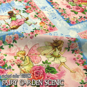 USA Cotton michael miller FABRICS FAIRY GARDEN SCENIC(単位1パネル)マイケルミラーファブリック/アメリカンファブリック/生地/布/コットン/綿/プリント/インポート生地/フェアリー/妖精/花/フラワー/パネ