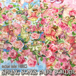 USA Cotton michael miller FABRICS SPRING SONGS FAIRY BORDER(単位50cm)マイケルミラーファブリック/アメリカンファブリック/生地/布/コットン/綿/プリント/インポート生地/フェアリー/妖精/花/フラワー/スプ