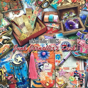 USA Cotton michael miller FABRICS JUNK JOURNALLER'S DESK(単位50cm)マイケルミラー/アメリカンファブリック/生地/布/コットン/綿/プリント/インポート生地/ジャンクジャーナル/コラージュ/スクラップブッキ