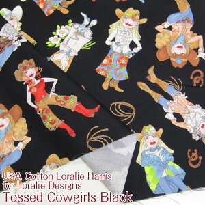 USA Cotton Loralie Harris for Loralie Designs Tossed Cowgirls Black(P50cm)[CnX/CnX/[/AJt@ubN/USARbg/AJ//Rbg/n/JE{[C/EGX^