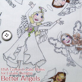 USA Cotton Loralie Harris for Loralie Designs Better Angels(単位50cm)ローラライハリス/ロラライハリス/ロラリー/USAコットン/アメリカンファブリック/生地/天使/レディ/エンジェル/羽