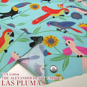 USAコットン THE ALEXANDER HENRY FABRICS LAS PLUMAS(単位10cm)アレキサンダーヘンリー/アメリカンファブリック/生地/綿/コットン/シーチング/ザ・フェザーズ/鳥/とり/トリ/バード/羽/花/フラワー