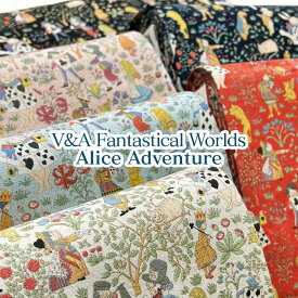 V&A Fabric Collection Fantastical Worlds Alice Adventure　綿麻キャンバス（単位50cm）綿麻/コットンリネン/麻混/生地/プリント/不思議の国のアリス/アリスの冒険