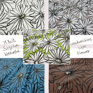 YUWA コセキスズコ シャーティング 手描き風フラワープリント(単位50cm)有輪/小関鈴子/Suzuko Koseki/マーガレット/花柄/生地