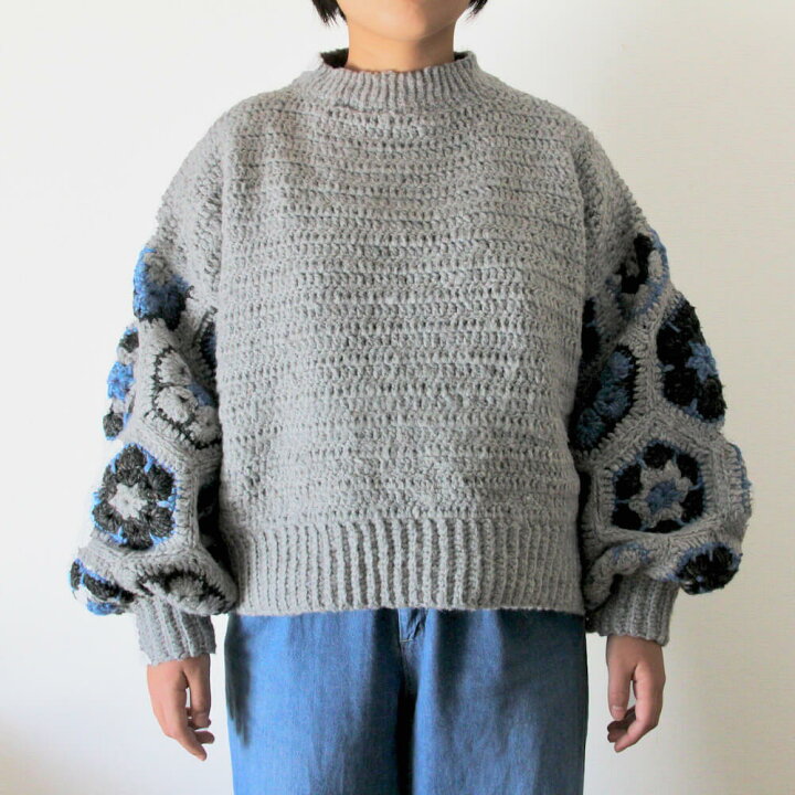 楽天市場】かぎ針1本で編める！バルーンスリーブセーター（グレー  