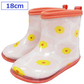 Moujonjonムージョンジョン女の子長靴18cmフラワー柄花柄ピンク北欧レインシューズレインブーツB81868