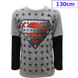 送料無料 SUPERMAN スーパーマン ヒーロー アメコミ 子供服 長袖 Tシャツ 男の子 子供 キッズ 130cm