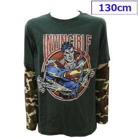送料無料 SUPERMAN スーパーマン ヒーロー アメコミ 子供服 長袖 Tシャツ 男の子 子供 キッズ 7歳 130cm