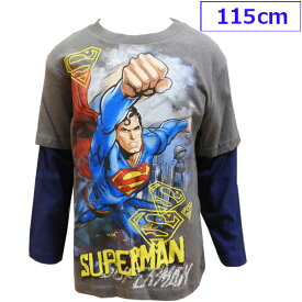 送料無料 SUPERMAN スーパーマン ヒーロー アメコミ 子供服 長袖 Tシャツ 男の子 子供 キッズ 5歳 115cm 120cm