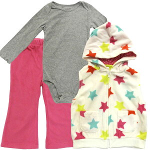 送料無料 Carter’s カーターズ ベビー服 セットアップ 上下セット 3点セット フリース ベスト 24M 83〜86cm