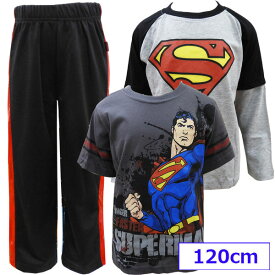 送料無料 SUPERMAN スーパーマン アメコミ DCコミック 子供服 キッズ セットアップ 上下セット スウエット ジャージ 6歳 120cm